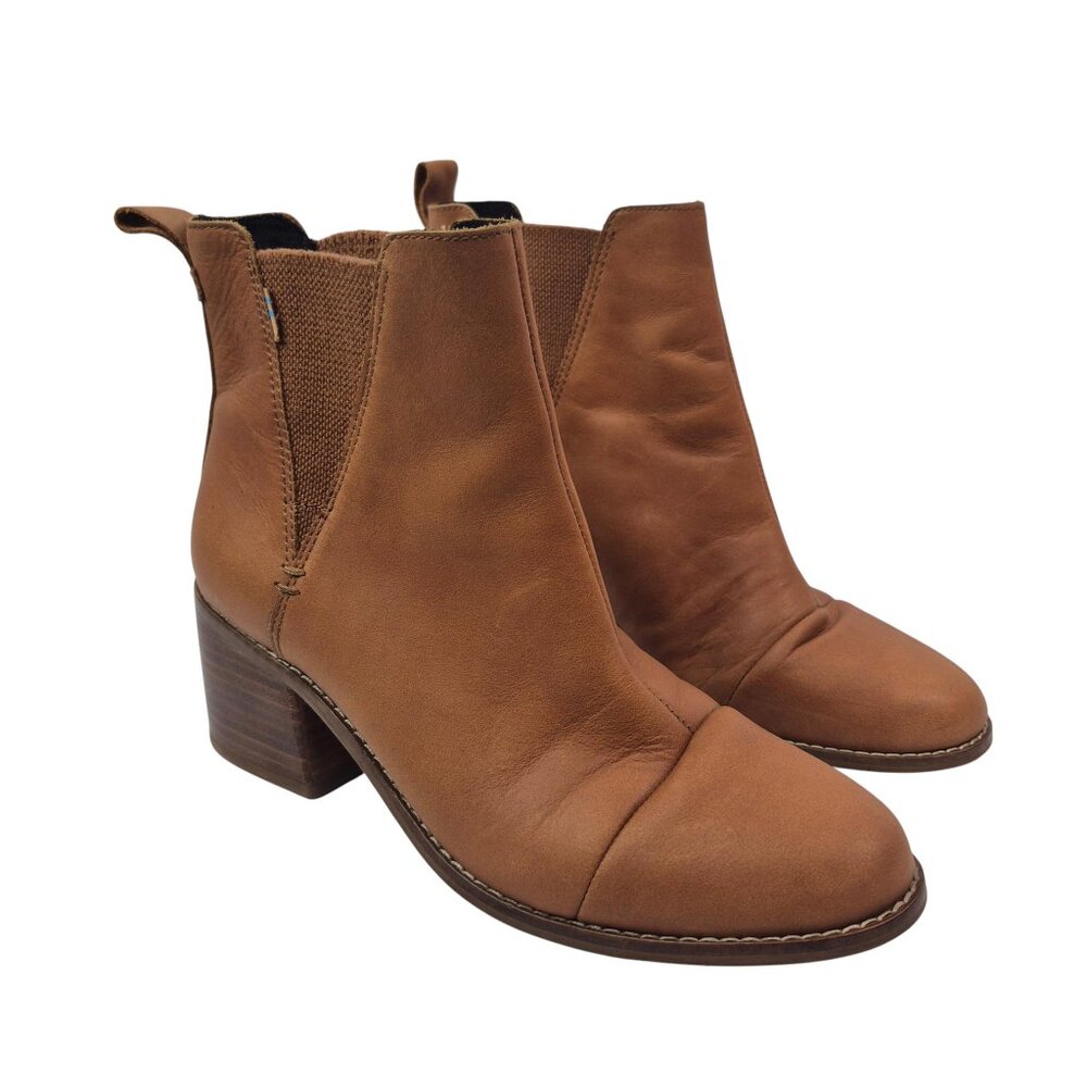 Toms Boots Womens 8 Chelsea Ankle Boots Block Heel Casual Classic